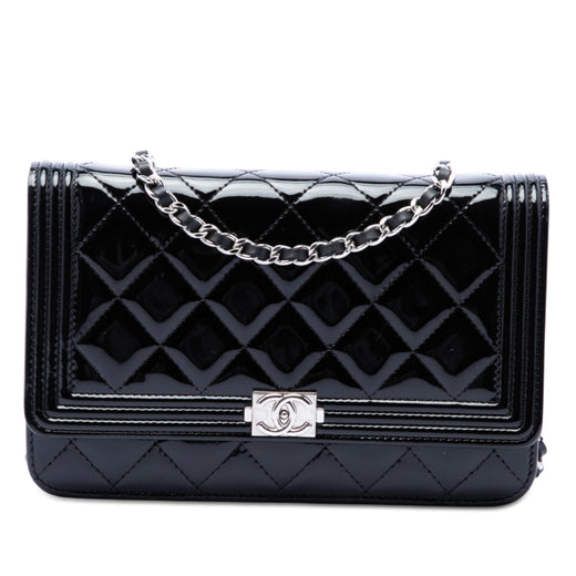 Quilted Patent Boy Wallet on Chain - Image 1