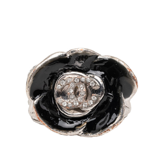 CC Brass and Strass Enamel Camellia Ring - Image 1