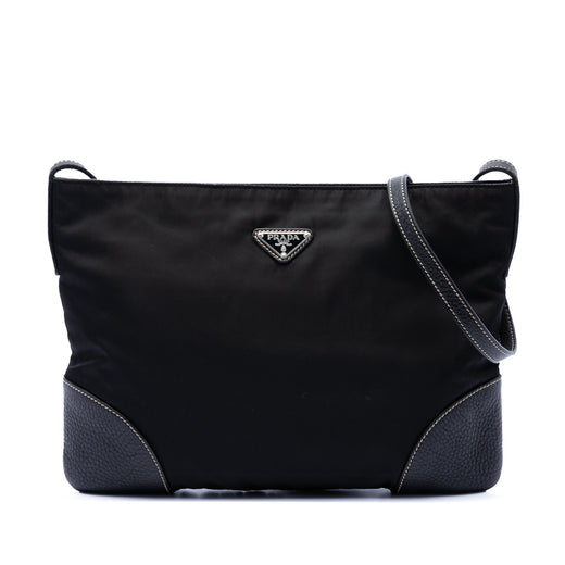 Vitello Daino Trimmed Tessuto Zip Top Crossbody - Image 1