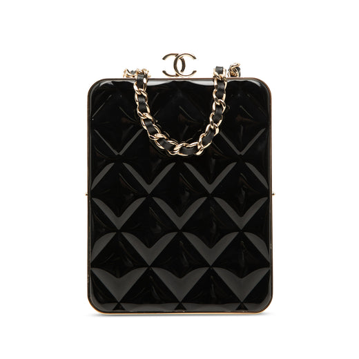 CC Quilted Acrylic and Lambskin Evening Clutch With Chain - Image 1