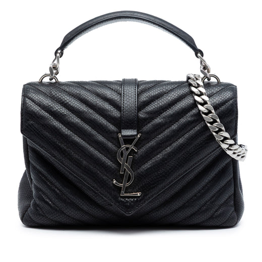 Medium Chevron Embossed Leather Monogram College Satchel - Image 1