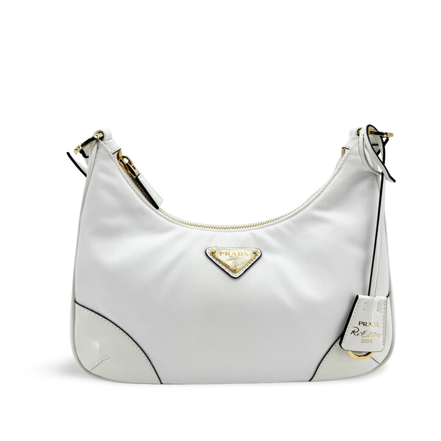 Prada Re-Edition 2004 Nylon And Leather White Bag