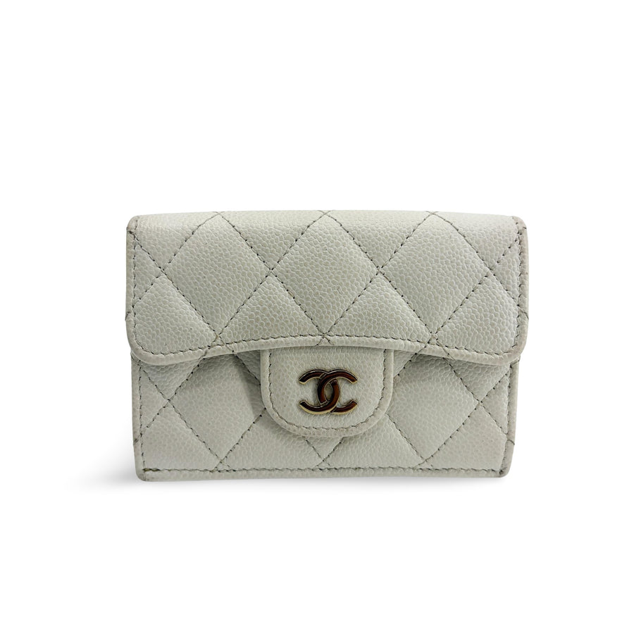 Chanel Classic Flap Card Holder Quilted Caviar White Calfskin Accessory