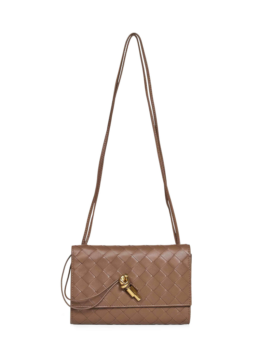 Bottega Veneta Shoulder Bag — Brown Lambskin