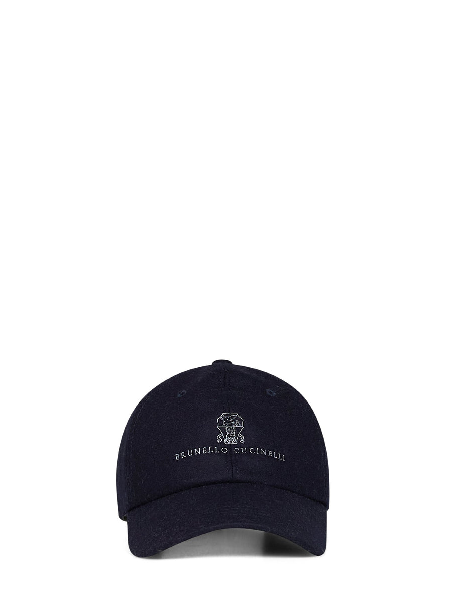 Brunello Cucinelli M038p9850-Cfm33 Virgin Wool Baseball Cap — Navy Caps