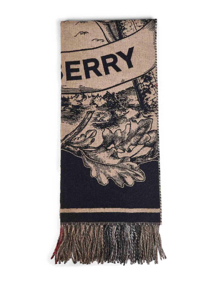 Burberry Gallant Knight Scarf — Beige Cashmere Scarfs