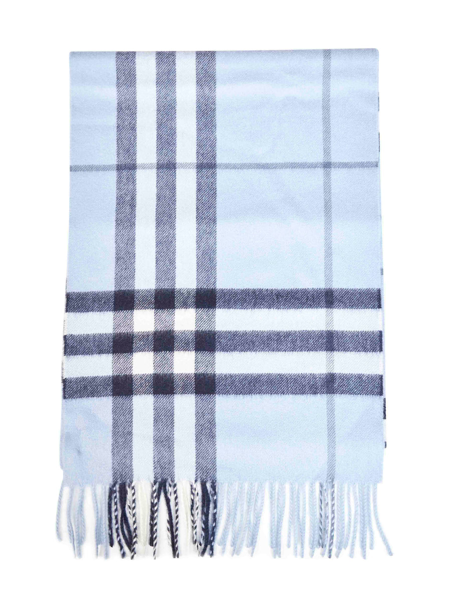 Burberry Cashmere Check Scarf — Blue Scarfs