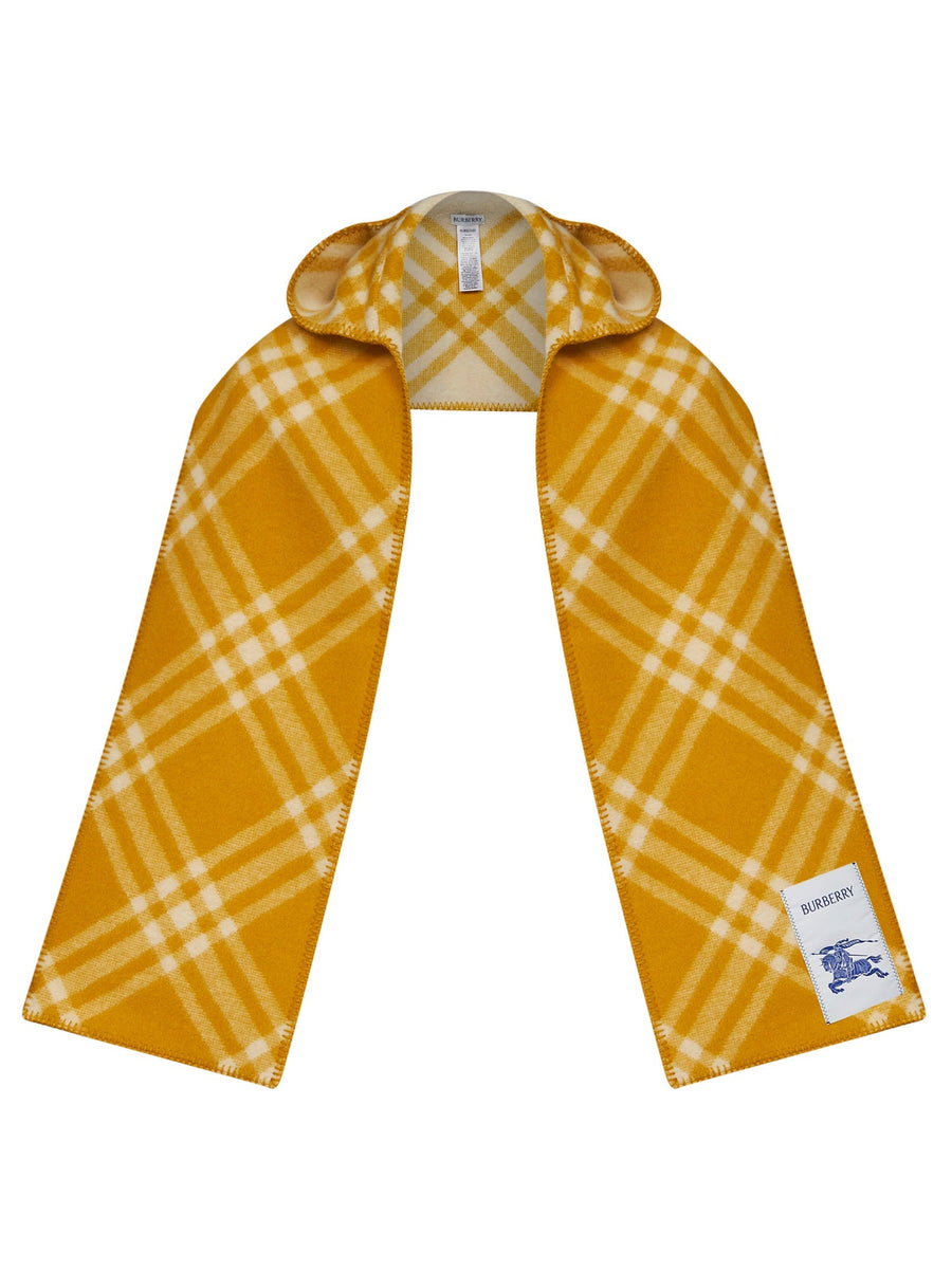 Burberry Hooded Check Wool Scarf — Yellow Scarfs