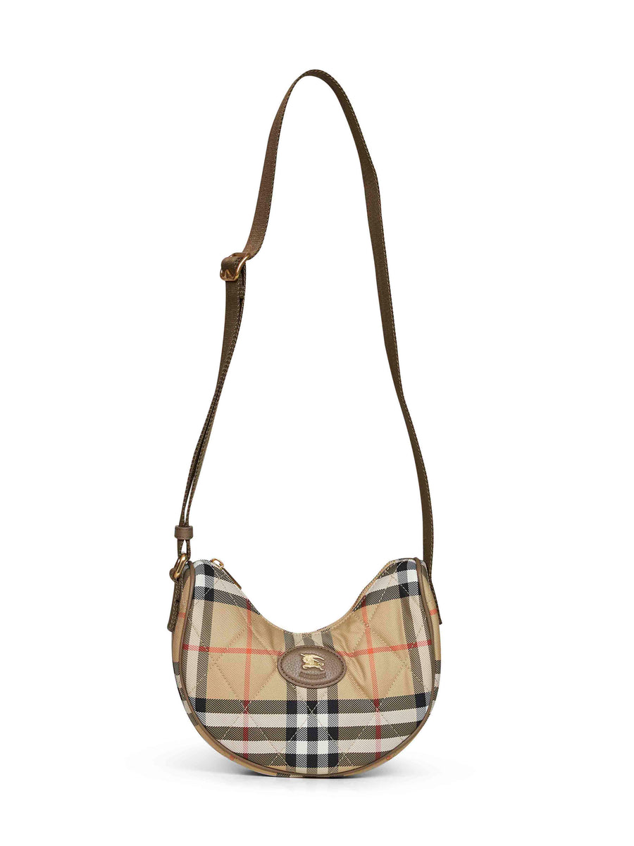 Burberry Quilted Check Crossbody Bag — Beige Polyamide