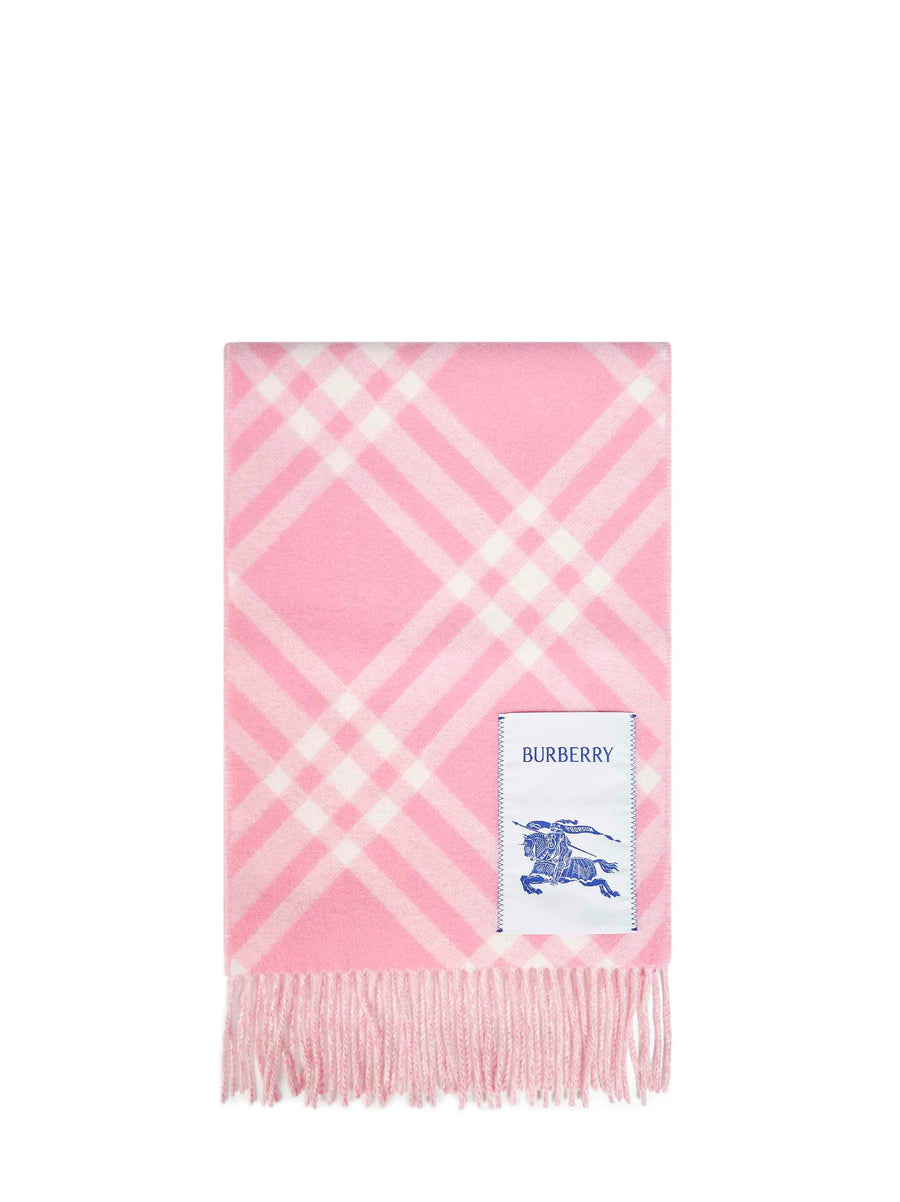 Burberry Double-Face Check Cashmere Scarf — Pink Scarfs