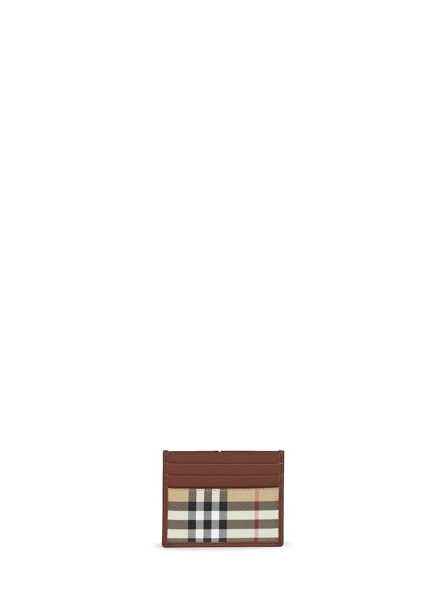 Burberry Check Coated Canvas Card Case — Brown Cotton Wallets & Cardholders