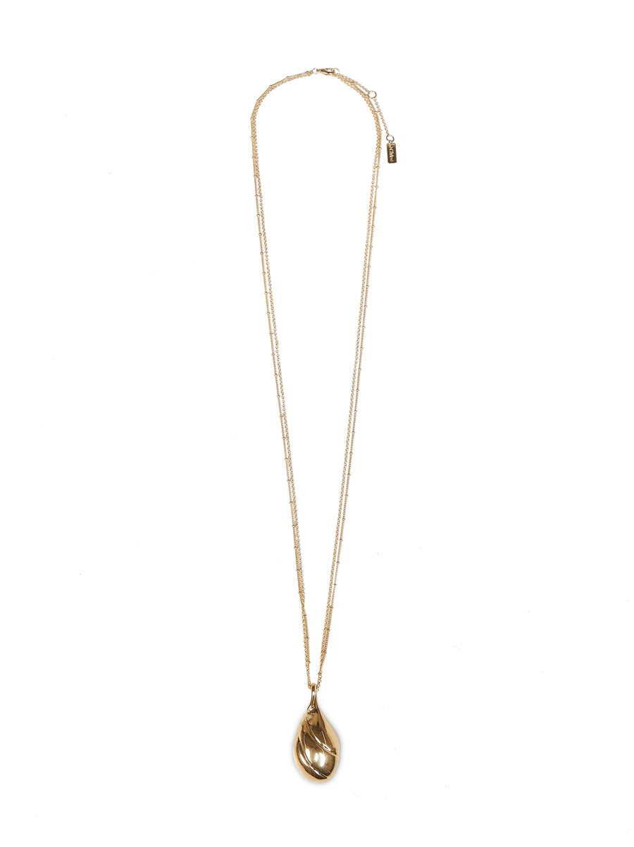 Chloé Pleated Pendant Mirror Necklace — Gold Brass Necklaces