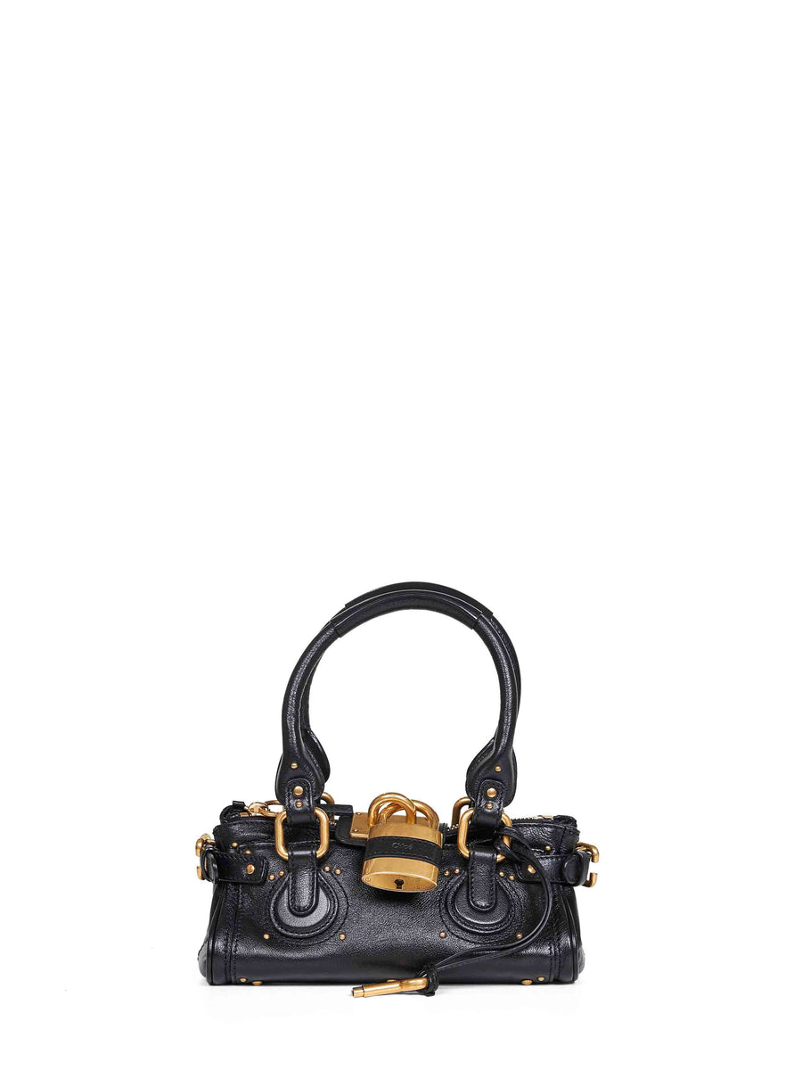Chloé Paddington Shoulder Bag — Black Buffalo Leather