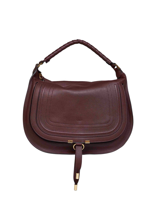 Chloé Marcie Shoulder Bag — Burgundy Calf Leather
