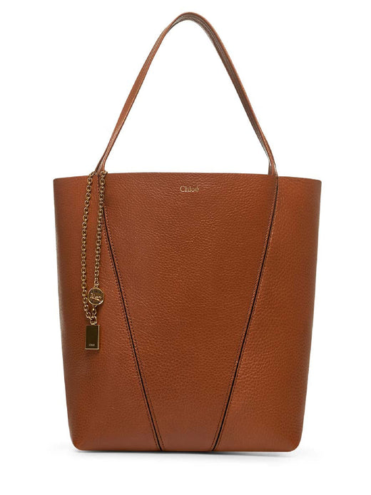 Chloé Spin Shoulder Bag — Brown Calf Leather