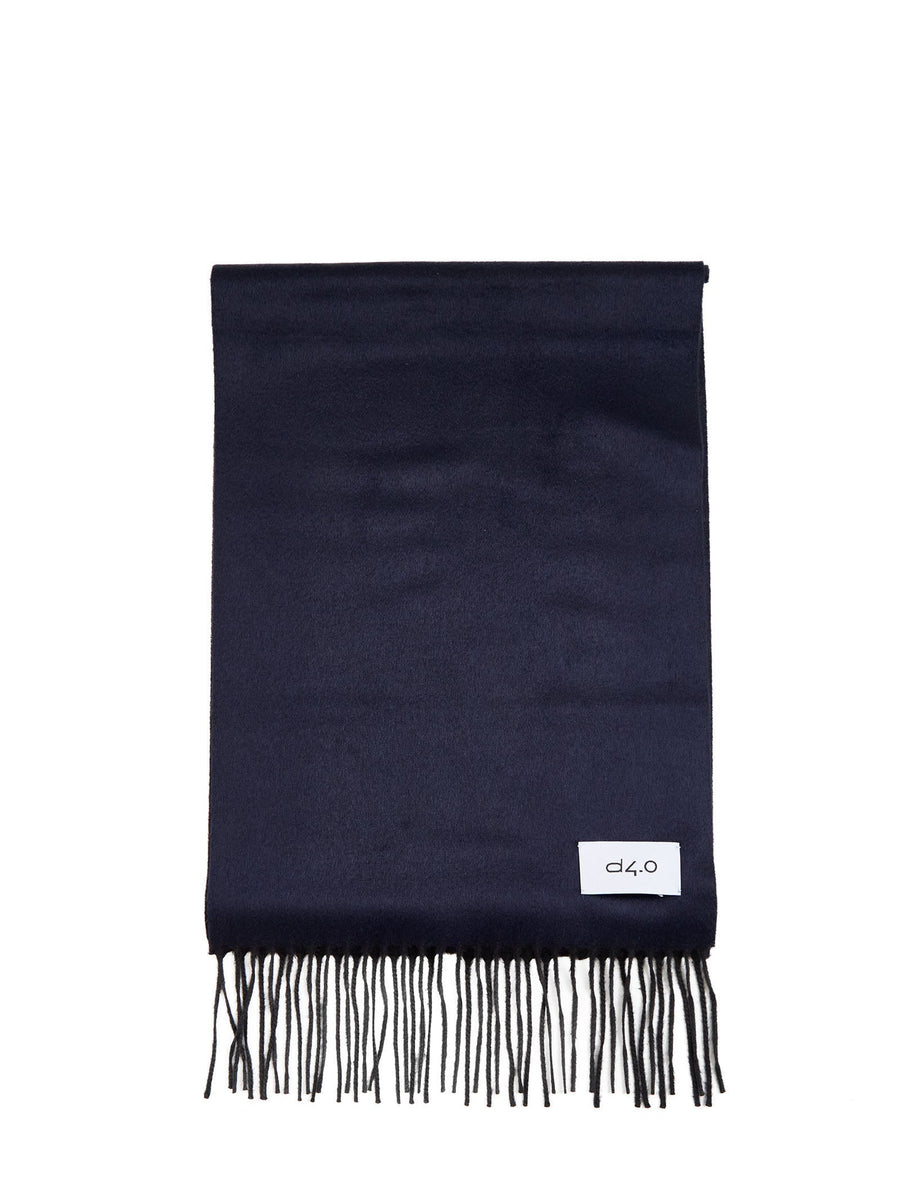 D 4.0 Silk Cashmere Fringed Scarf — Navy Scarfs