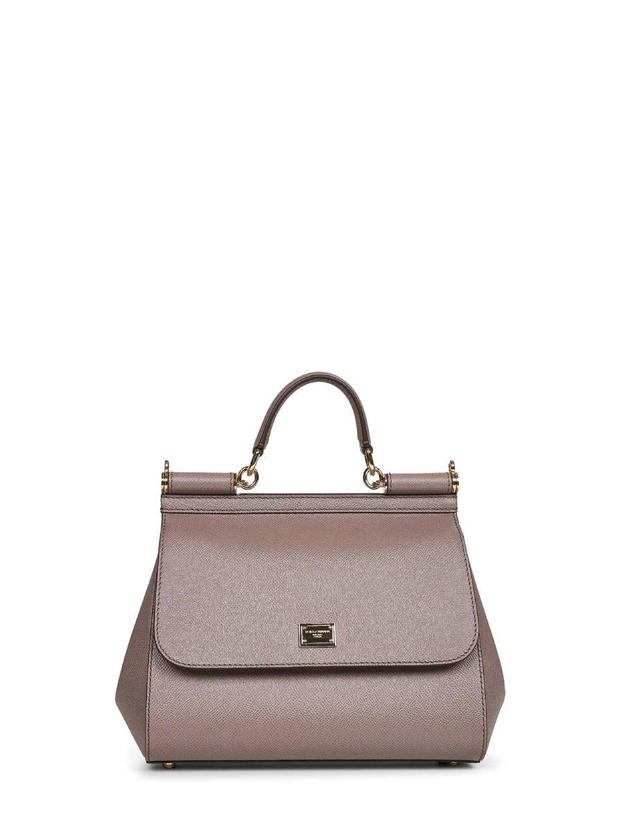 Dolce & Gabbana Sicily Top Handle Bag — Beige Calf Leather