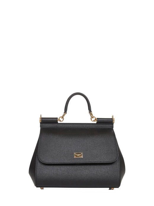 Dolce & Gabbana Sicily Top Handle Bag — Black Calf Leather