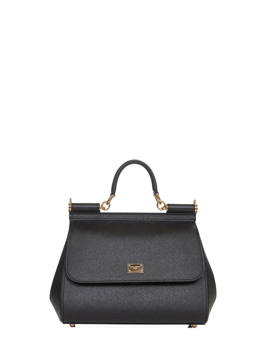 Dolce & Gabbana Sicily Top Handle Bag — Black Calf Leather