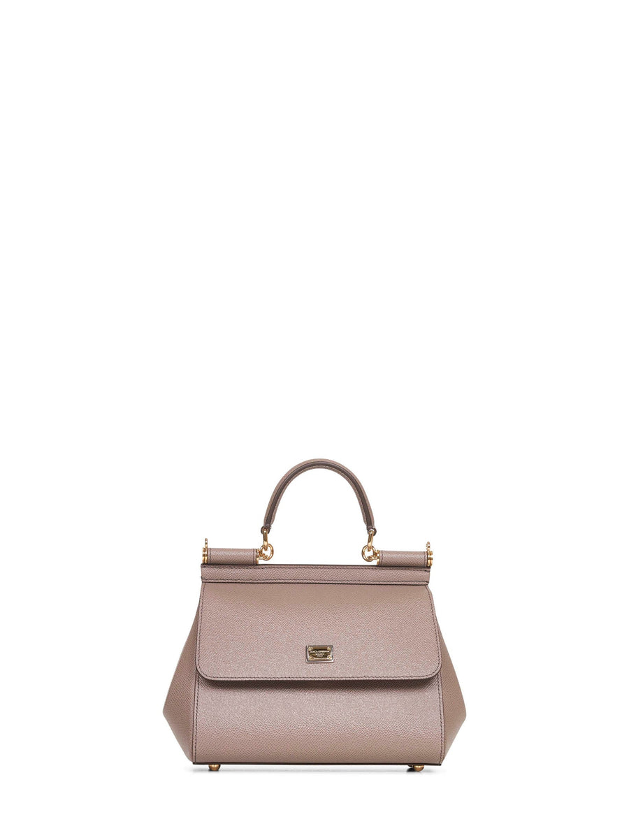 Dolce & Gabbana Medium Sicily Top Handle Bag — Taupe Calf Leather