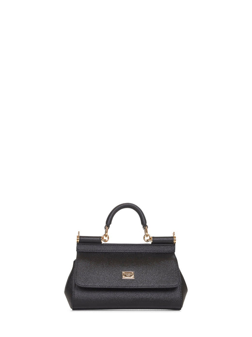 Dolce & Gabbana Sicily Top Handle Bag — Black Calf Leather