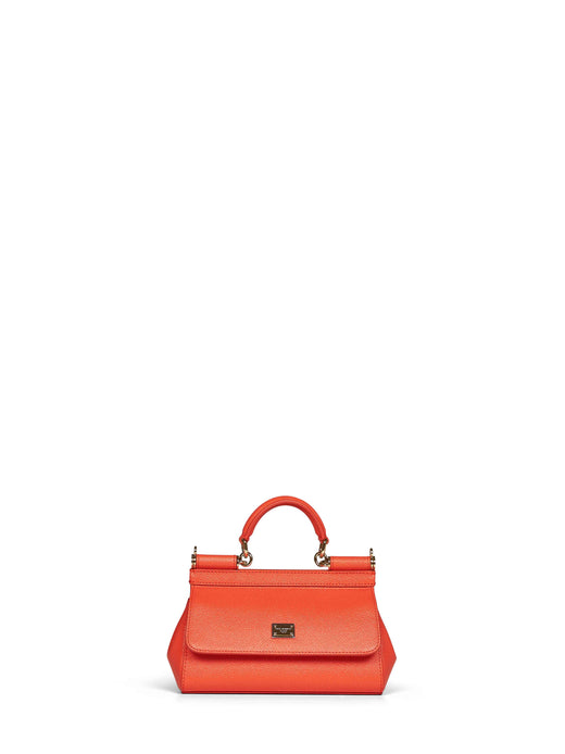 Dolce & Gabbana Sicily Mini Top Handle Bag — Orange Calf Leather
