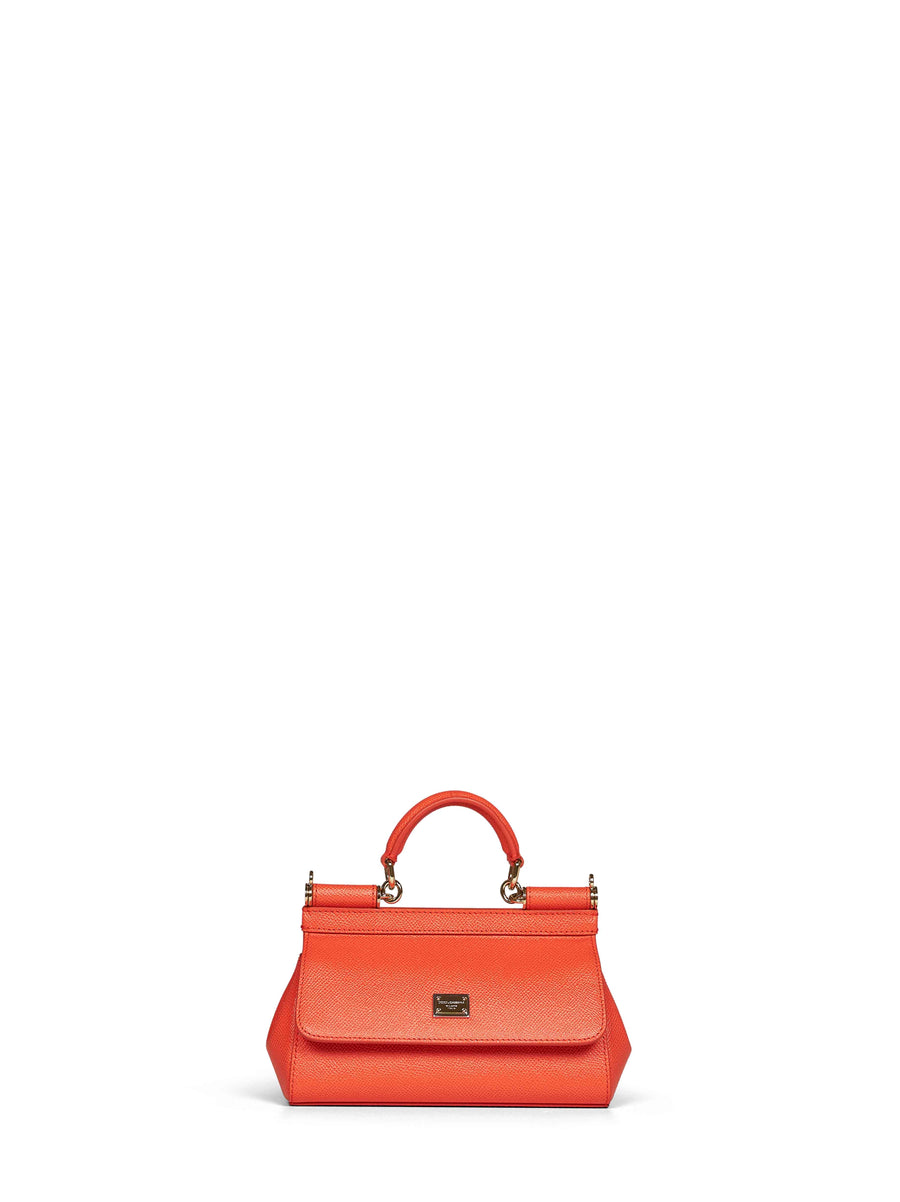 Dolce & Gabbana Sicily Mini Top Handle Bag — Orange Calf Leather