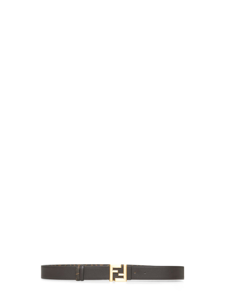 Fendi Reversible Squared Ff Buckle Belt — Brown Calf Leather
