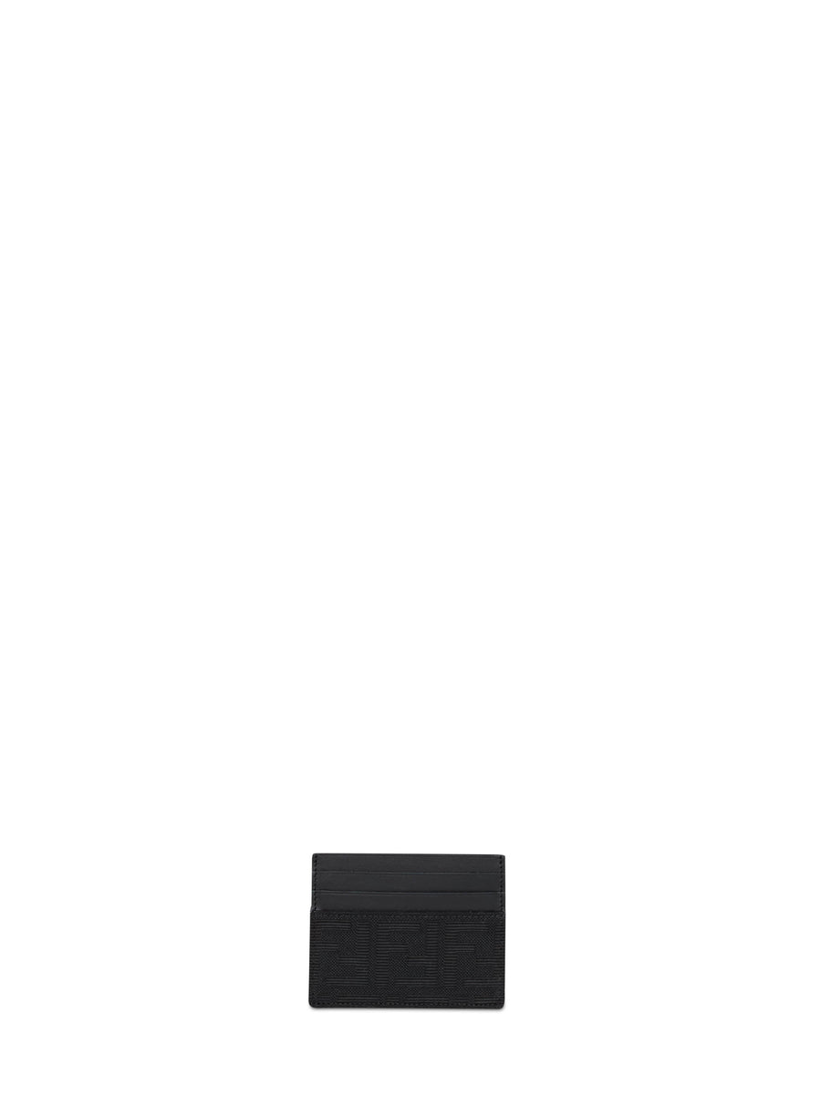 Fendi Ff Zucca Jacquard Card Case — Black Polyester Wallets & Cardholders