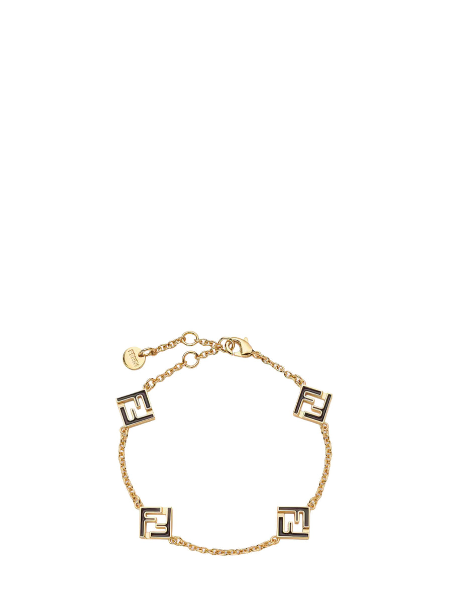 Fendi Logo-Detailed Gold-Tone Chain Bracelet — Gold Brass Bracelets