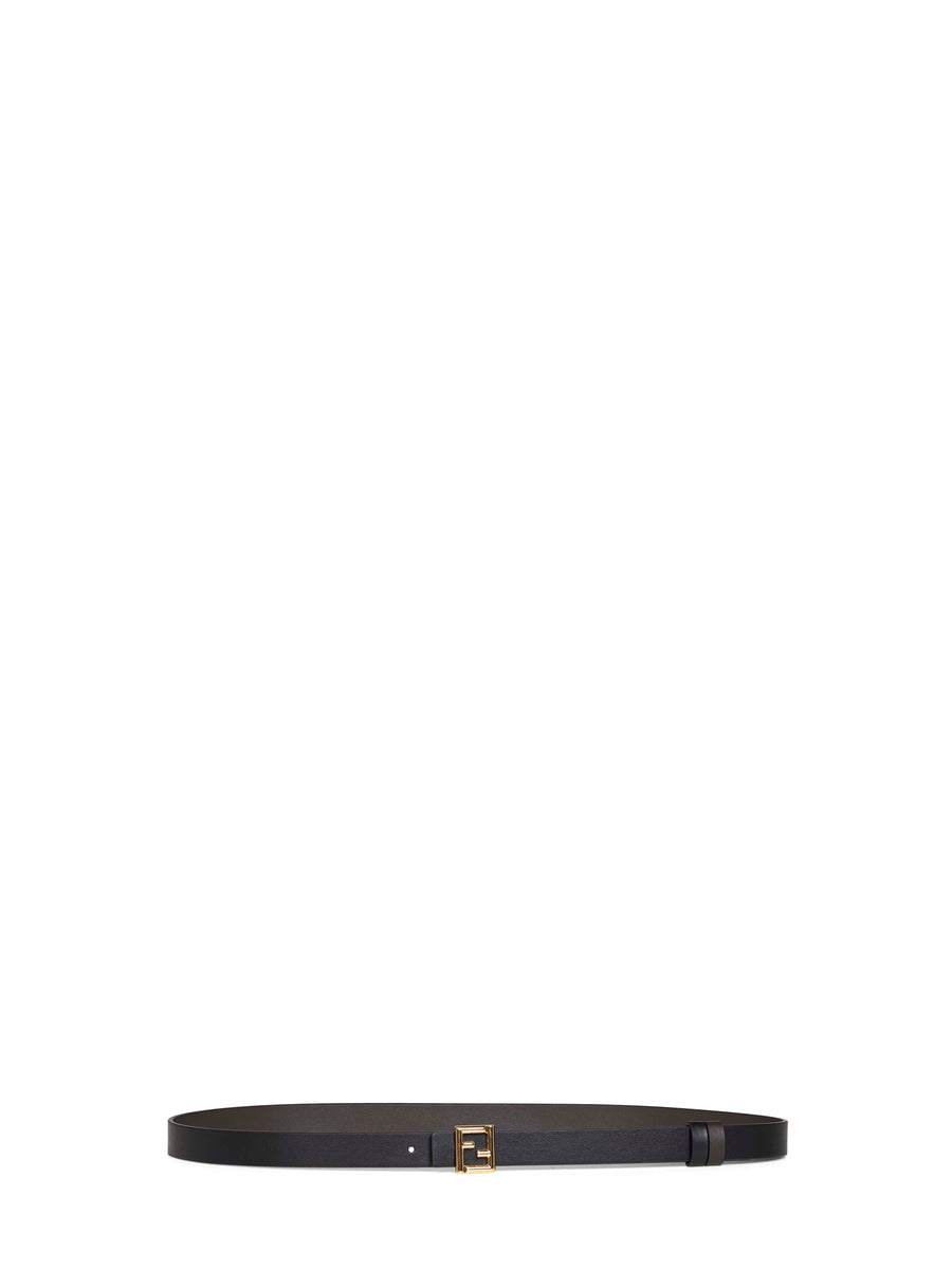 Fendi Reversible Ff Logo Leather Belt — Black Calf