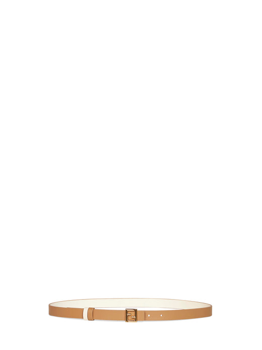 Fendi Reversible Leather Ff Belt — Beige Calf