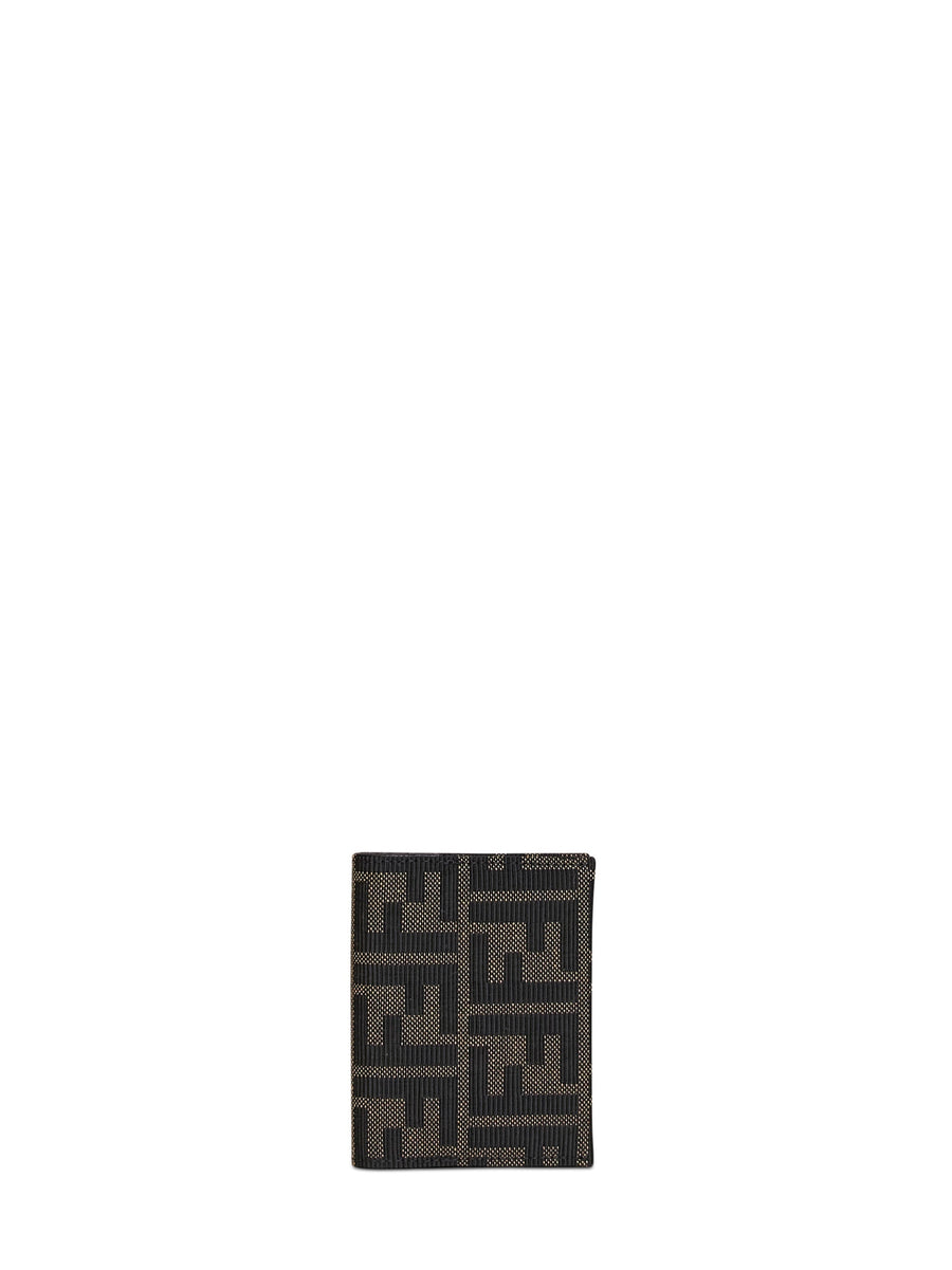 Fendi Ff Zucca Jacquard Card Case — Brown Polyester Wallets & Purses