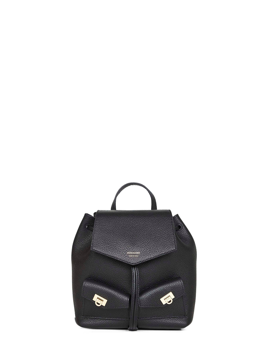Ferragamo Harley Backpack — Black Calf Leather
