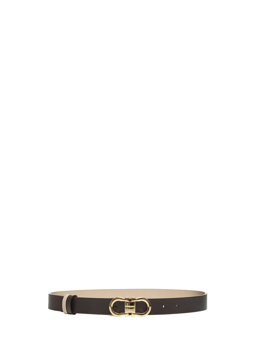 Ferragamo Hammered Calf Leather Belt — Brown