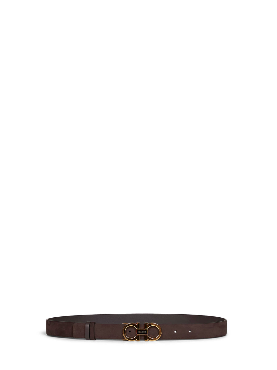 Ferragamo Suede & Calf Leather Belt — Brown