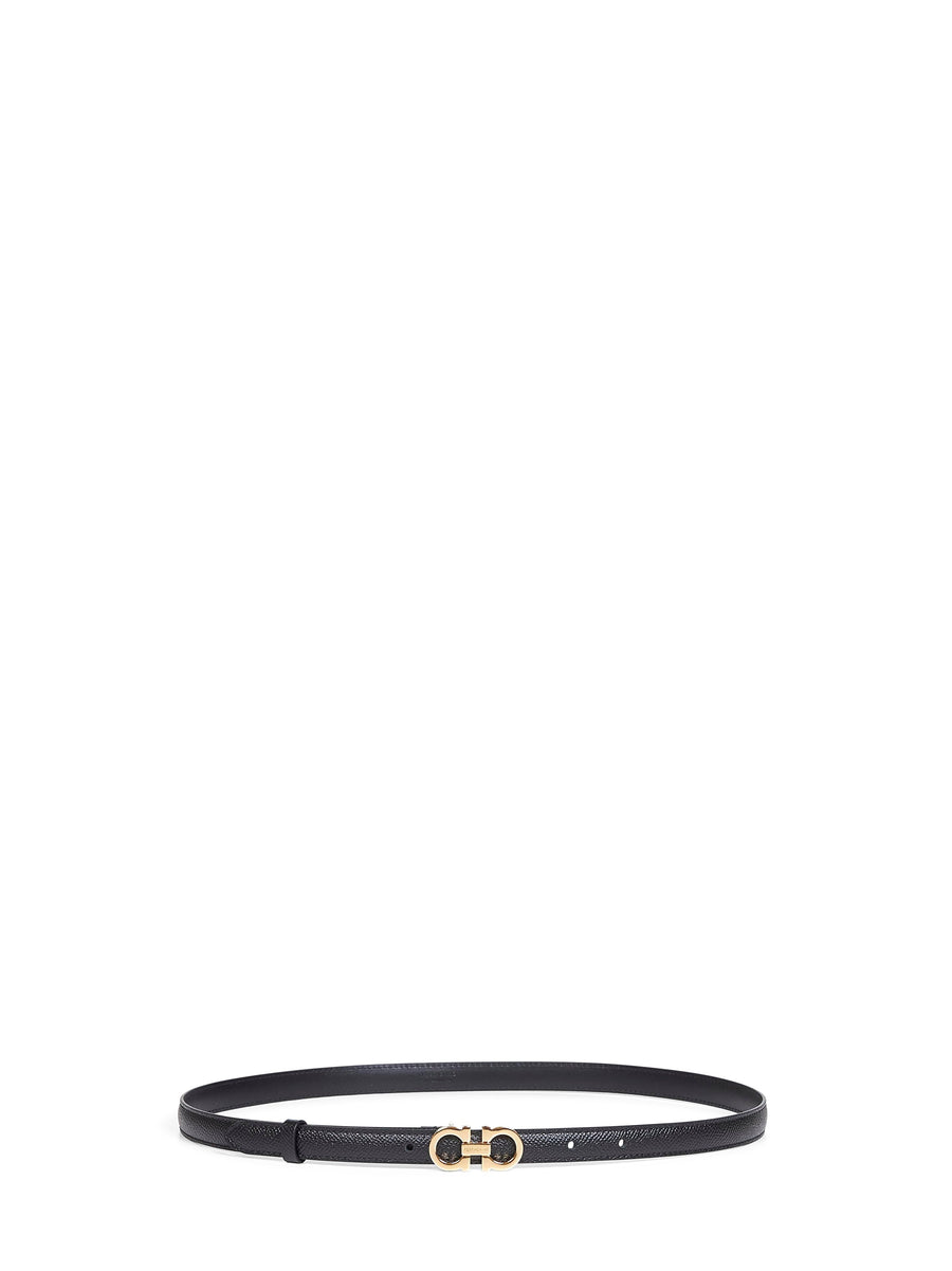 Ferragamo Hammered Leather Gancini Belt — Black Calf