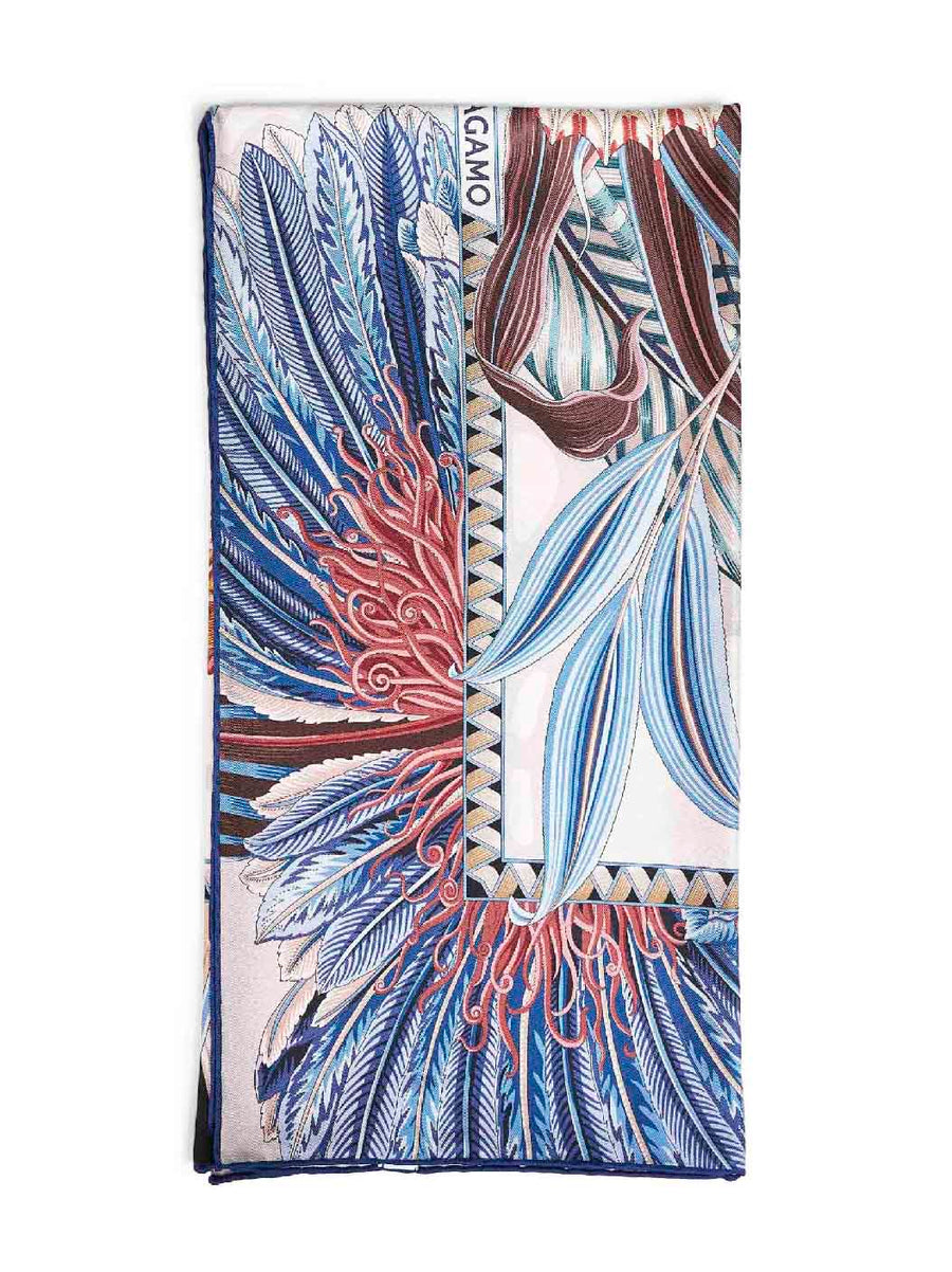 Ferragamo Silk Jacquard Floral & Butterfly Scarf — Multicolor Scarfs