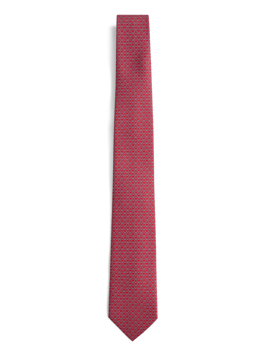 Ferragamo Gancini Monogram Silk Necktie — Red Neckties