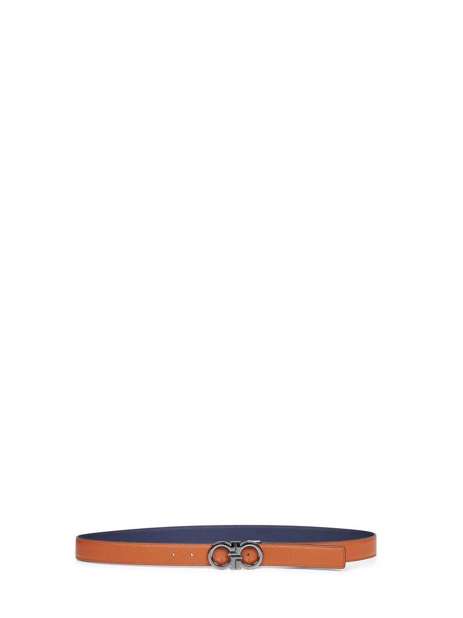 Ferragamo Reversible Gancini Buckle Belt — Brown Calf Leather