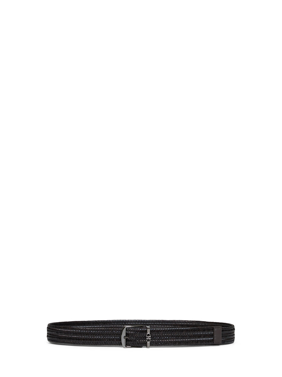Ferragamo Woven Calf-Leather Belt — Brown Calf Leather