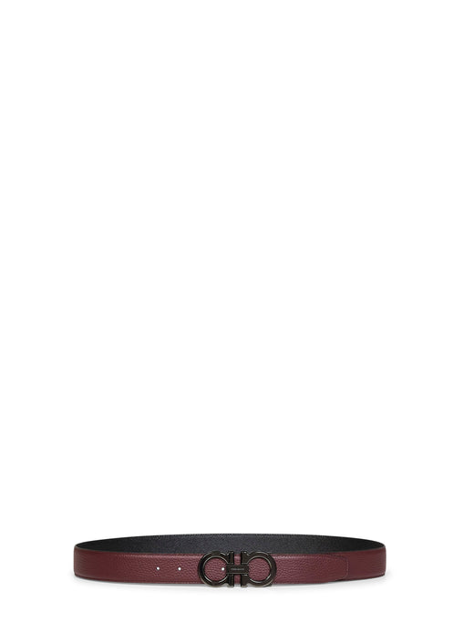 Ferragamo Gancini Reversible Belt — Black Calf Leather
