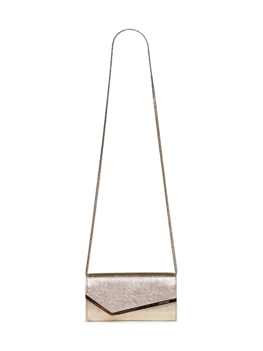 Jimmy Choo Metallic Foldover Clutch — Gold Cotton