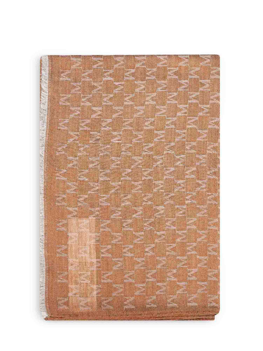 Max Mara M Monogram Jacquard Scarf — Bronze Cotton Scarfs