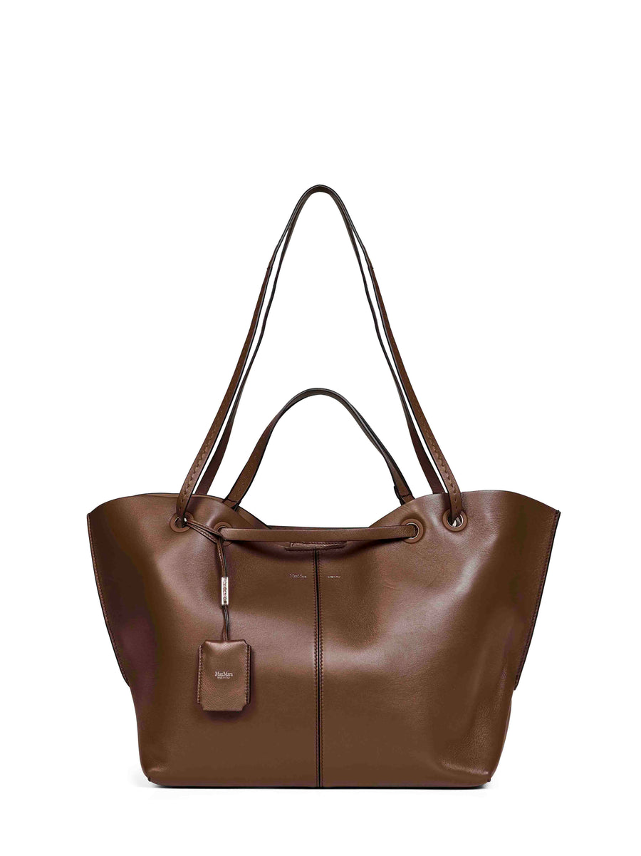 Max Mara Double-Handle Polyamide Tote Bag — Brown