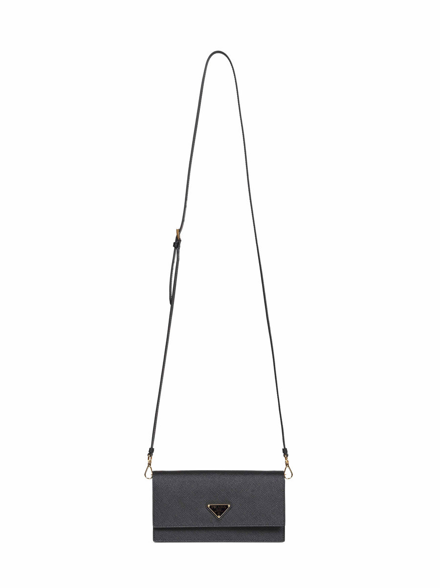 Prada Saffiano Calf Leather Shoulder Bag — Black