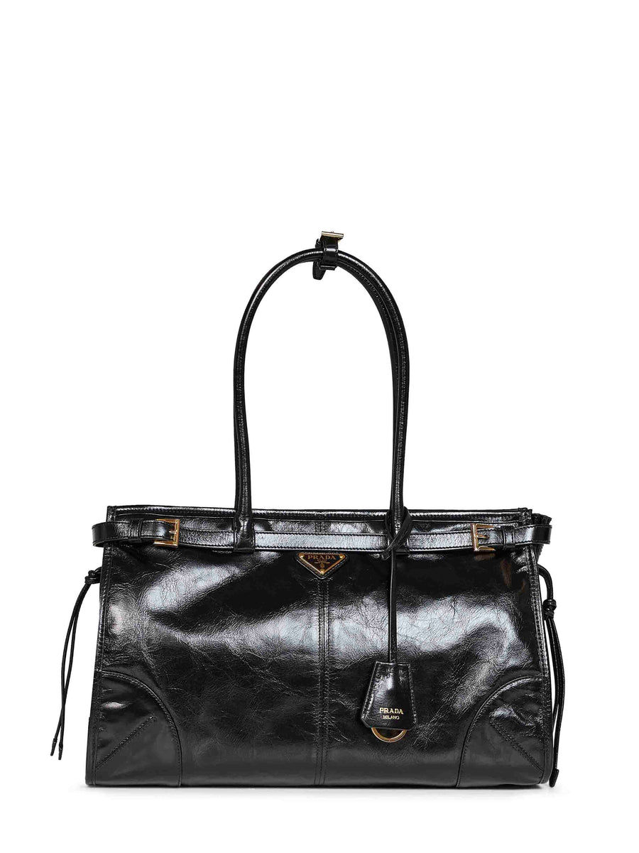 Prada Shoulder Bag — Black Calf Leather