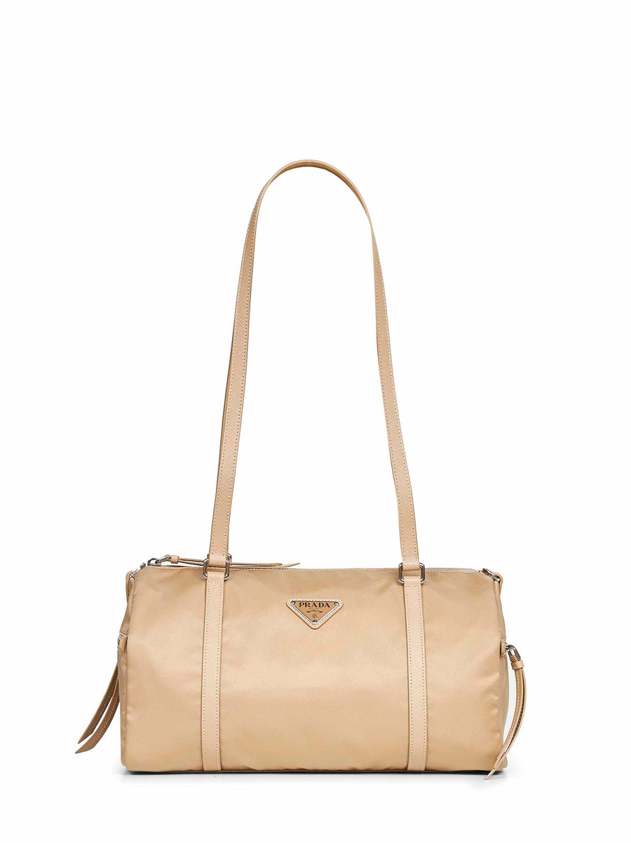 Prada Quilted Re-Nylon Duffel Shoulder Bag — Beige Recycled Polyamide