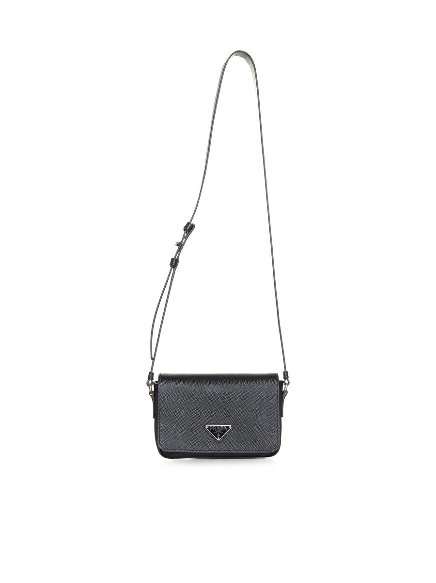 Prada Saffiano Leather Shoulder Bag — Black Calf