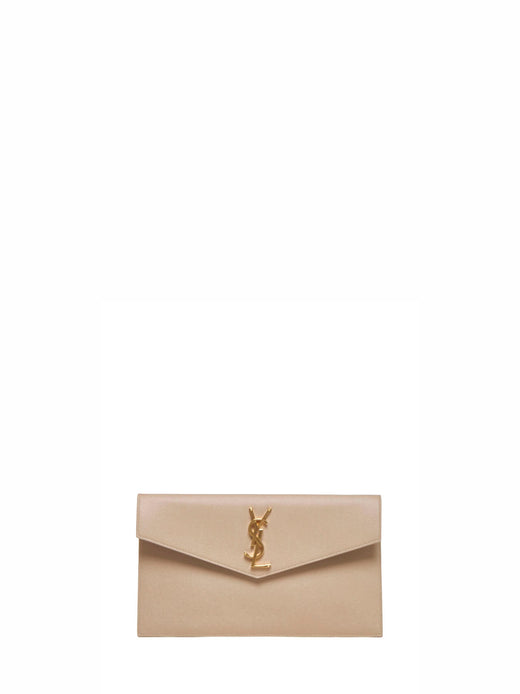 Saint Laurent Uptown Clutch — Beige Calfskin